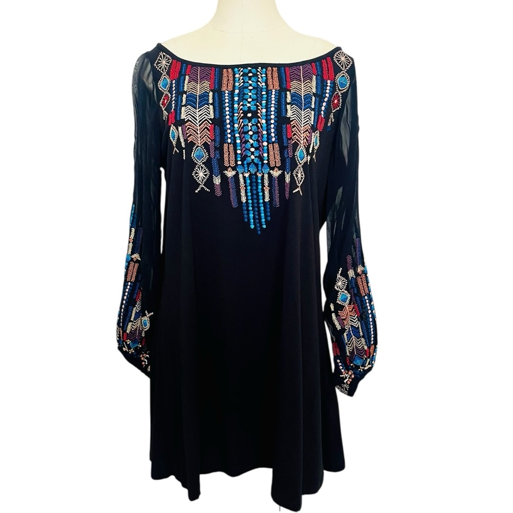 NWT Vintage Collection Black Beaded Embroidered Western Dress Medium